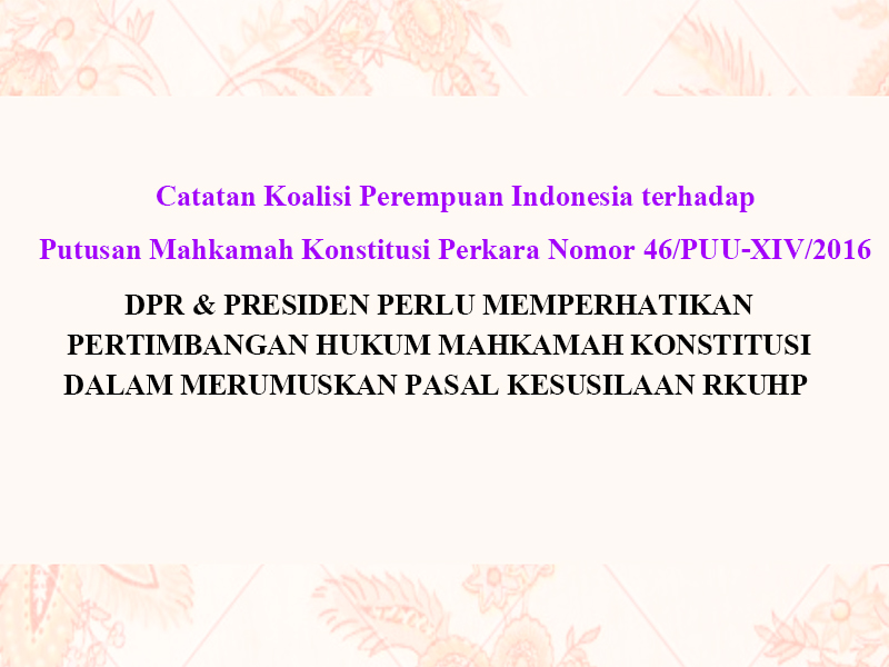 MERUMUSKAN PASAL KESUSILAAN RKUHP MERUMUSKAN PASAL KESUSILAAN RKUHP